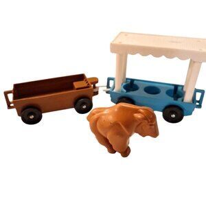 1984 Fisher Price Zoo Tram Train Cars Mountain Goat Vintage #916 Lot